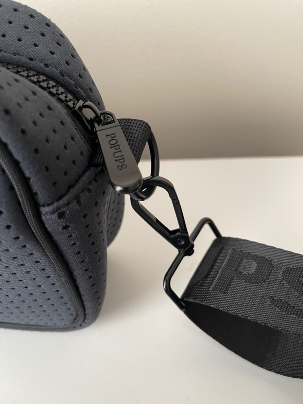 NWOT...Perforated Neoprene Crossbody Bag in Charcoal with Detachable Strap - Picture 4 of 7